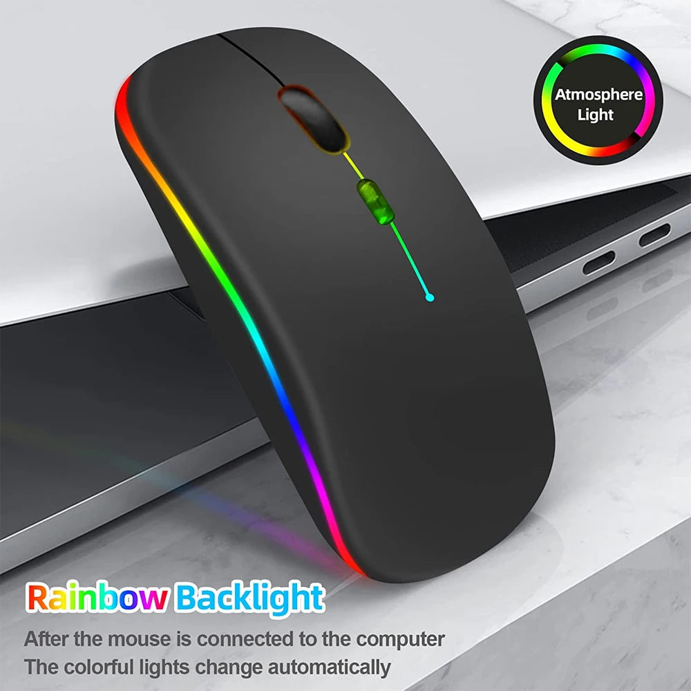 LED Wireless Mouse USB recarregável